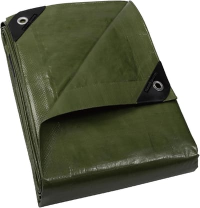 Afdekzeil 5 x 6 m - Waterdicht, Scheurvast Zeil met Inslagringen - UV-bestendig - Groen - 120 g/m² - Multifunctioneel Polyester Beschermingszeil voor Tuinmeubels, Auto, Caravan, Zwembad en Bouwmaterialen