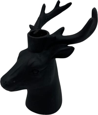 Kandelaar hert zwart kaarsenhouder polystone 14 x 10 x 14 cm | 801835 | Countryfield | Stoer & Sober Woonstijl