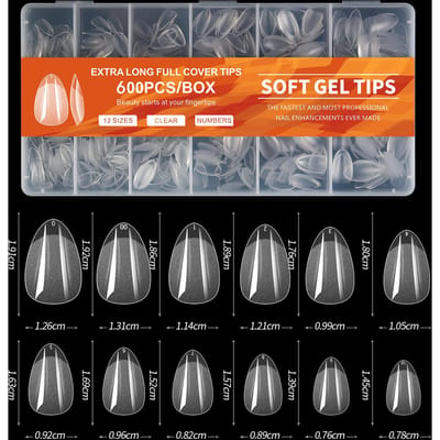 600 Stuks Volledige Dekking Druk Op Nagel Tips Stiletto Amandel Vierkante Doodskist Franse Valse Nep Nagels Losweken Gel nagel Uitbreiding Tips orange
