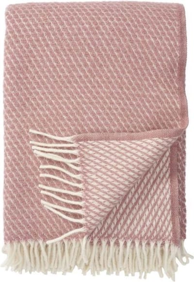 Klippan - Velvet - Plaid- Woondeken - Deken - 100% eco Wol - Deken - Rose - Roze - Wolwit - Wasbaar -