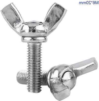 Vleugelmoeren M5 van 304 roestvrij staal, 5 stuks, volledig draad, voor bevestiging en montage (M5 x 20mm)