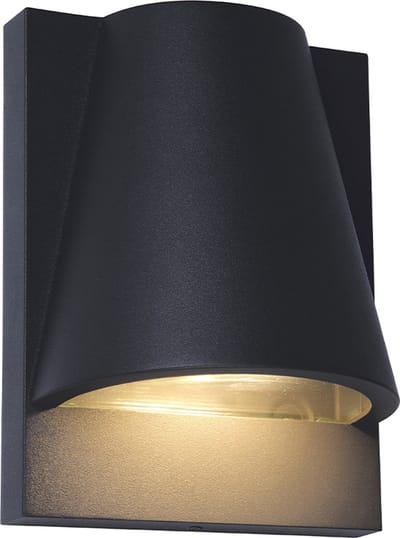 Olucia - LUANA - Buitenmuurlamp met schemersensor - Zwart - Vorm: Rechthoek