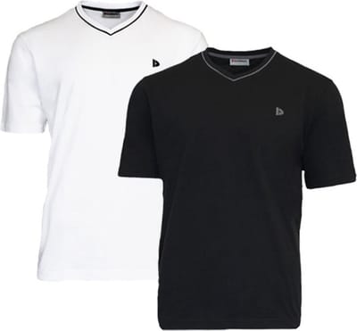 2-Pack Donnay - T-shirt (Jason) - Sportshirt - V- Hals shirt - Heren - White/Black (997) - maat S