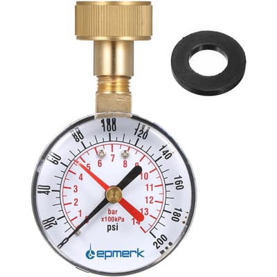 Lepmerk 2 Manomètre de 12   Manomètre de test de pression d'eau 34   Filetage de tuyau femelle 0200 PSI avec or