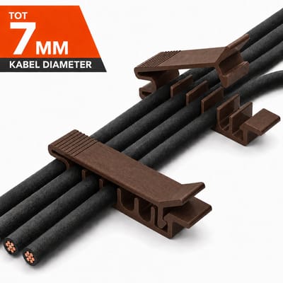 4 Stuks Kabel Organizer voor Bureau en Muur – Kabelhouder met 5 Kabelsleuven tot Ø7 mm – Zelfklevende Kabelclip – Roasted Chestnut
