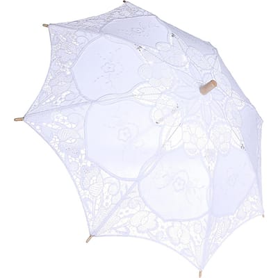 Dames Trouw Kanten Paraplu Parasol Zon Paraplu's Feest Bruids Foto's Maken Decoratie Large white white