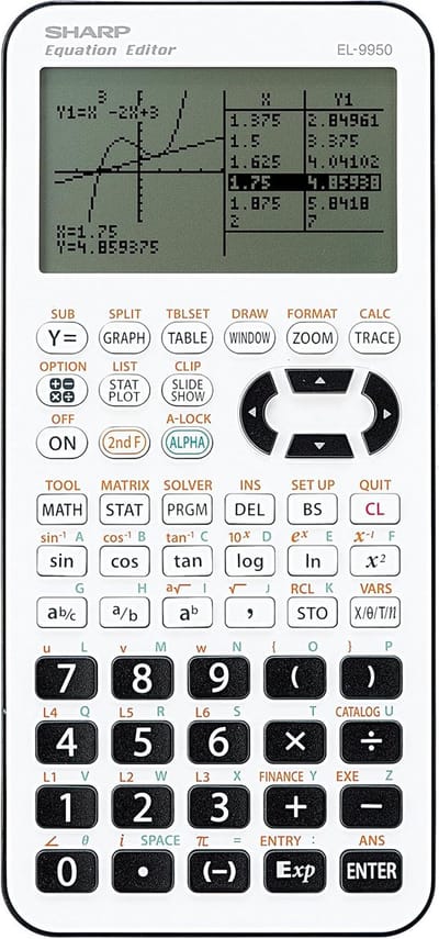 Grafische rekenmachine - Wetenschappelijke calculator - Complexe berekeningen - 827 functies D.A.L. - 20.2 x 18.3 cm - Wit zwart