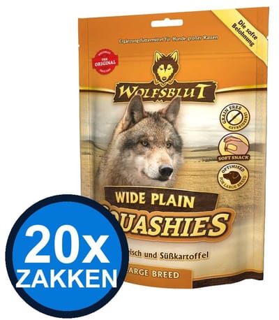 20x Wolfsblut - Squashies Wide Plain All Ages Large Breed - Hondenvoer Droogvoer - 300 g