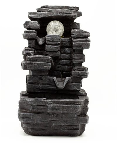 Tafelwaterornament - 35 cm - Rotsformatie en kristallen bol
