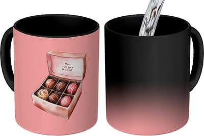 Magische Mok - Foto op Warmte Mokken - Koffiemok - Doosje - Bonbons - Liefdevolle - Tekst - Magic Mok - Beker - 350 ML - Theemok - Mok met Tekst