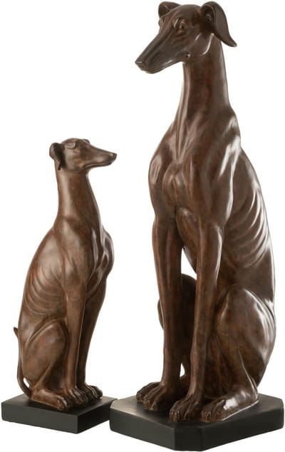 J-Line decoratie Windhond Zittend - polyresin - bruin - large