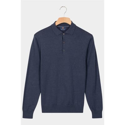 Baileys Trui Polo Pullover Solid Color Pima Cotton Dark Denim Blue / male