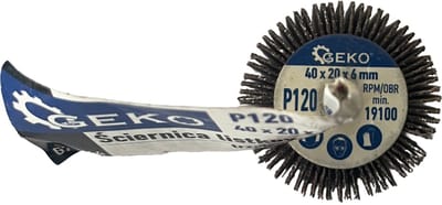 GEKO Flapwiel - P120 korrel - 40x20 mm - 6 mm as - Synthetische hars