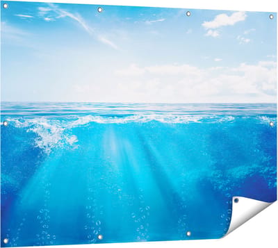 Gards Tuinposter Helder Blauwe Zee onder Water - 120x90 cm - Tuindoek - Tuindecoratie - Wanddecoratie buiten - Tuinschilderij