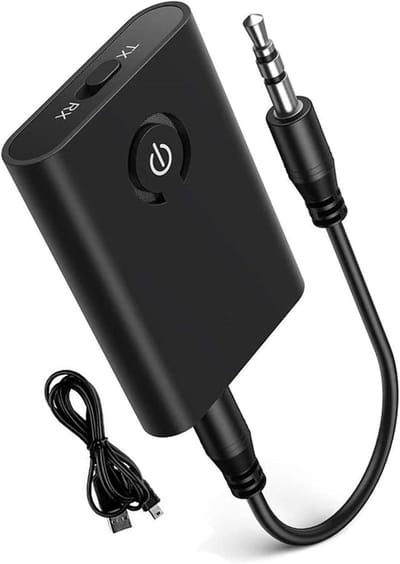 Bluetooth 5.0-zender – 2-in-1 Bluetooth-adapter – Zender en Ontvanger – 3,5 mm Stereouitgang – aptX Bluetooth-audioadapter – Dubbele Koppeling voor Hoofdtelefoon, PC, Computer, Luidspreker