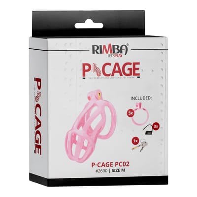 Rimba Toys - P-Cage PC02 - Kunststof Kuisheidskooi - Peniskooi - Chastity - Roze - Verkrijgbaar in 3 maten