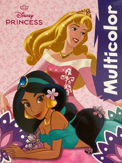 MultiColor Disney Princess Kleurboek Alladin Jasmine (Yasmine) - Doornroosje (Aurora) - 32 Pagina's - 17 Kleurplaten en 17 Voorbeelden - Voor Kinderen - Creatief - Knutselen - Uitermate Geschikt voor Kleurpotloden & Wasco
