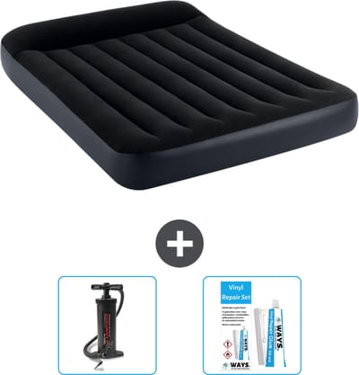 Intex Luchtbed - Twijfelaar - 137 x 191 x 25 cm - Donkerblauw - Inclusief Pomp en Reparatieset