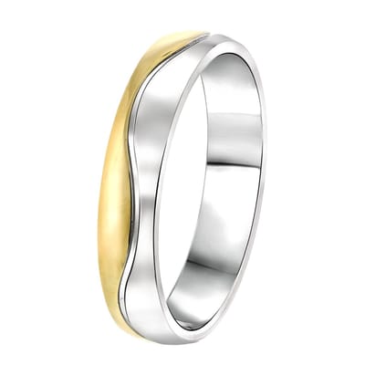 Lucardi Heren Vriendschapsring Valletta - Ring - Vaderdag Cadeautje - Staal - Zilver- en Goudkleurig