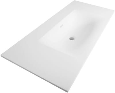 Brauer Glacier Wastafel - 100 cm - met 1 Spoelbak en 0 Kraangaten - Fine Stone Mat Wit