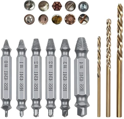 Schroefuitdraaierset - Beschadigde Schroeven - Vastzittende Schroeven - 9-delige Set - HSS 4341 Staal - Metaal