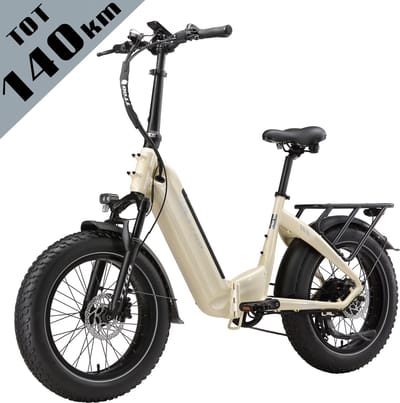 TTGO F6 Bost Opvouwbare Elektrische Fiets – 864Wh Lithium Accu – Actieradius tot 140 km – Hydraulische Schijfremmen – 20×4.0 inch Fatbike Banden–Aluminium Frame –Verende Voorvork met Lock-out –Shimano 7 Versnellingen –Elektrische Stadsfiets– Parelwit