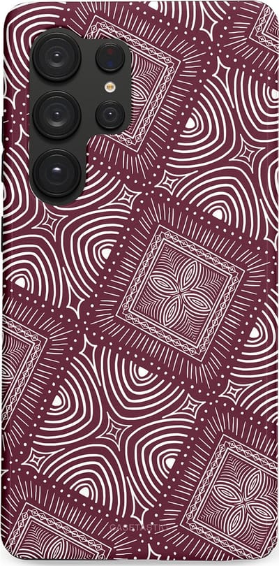Casetastic Hoesje Geschikt voor Samsung S25 Ultra - Stijlvolle Beschermende Duo-layer Case - Bohemien Rood Design