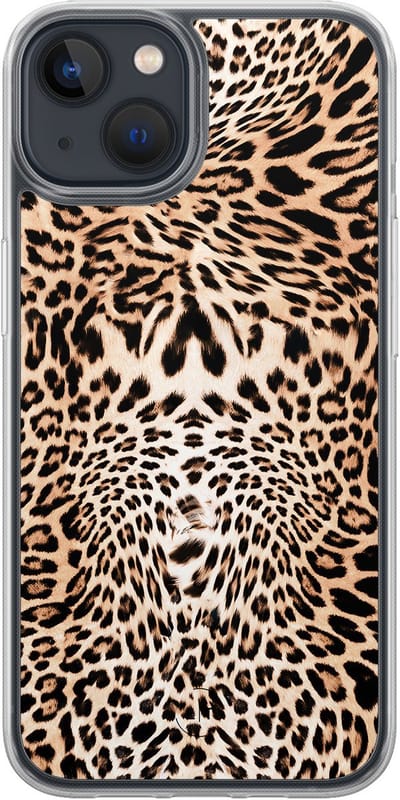 Hoesje geschikt voor iPhone 13 - Luipaardprint - 2in1 backcover - Luipaardprint - Bruin - Leuke Telefoonhoesjes