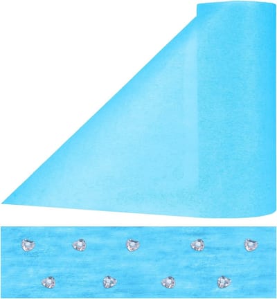 Decoratieve Nonwoven Tafel Tape 30 m Rol met 150 Hartjes - Lichtblauw, Ideaal voor Feestjes en Versieringen