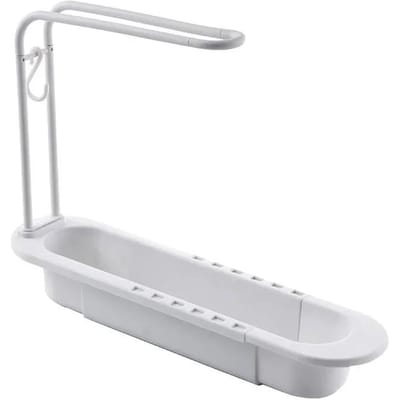 Telescopische gootsteenplank, afdruiprek, keukenorganizer, zeepsponshouder, handdoekrek, opbergorganizer, mand, gadgets, accessoires