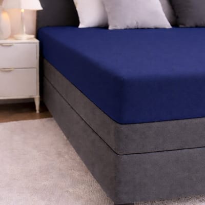 24-Bedding - Duopak 2 stuks !! - Jersey Hoeslaken - 100% katoen - 1 persoons - 80x200 cm - Marine - 30 cm