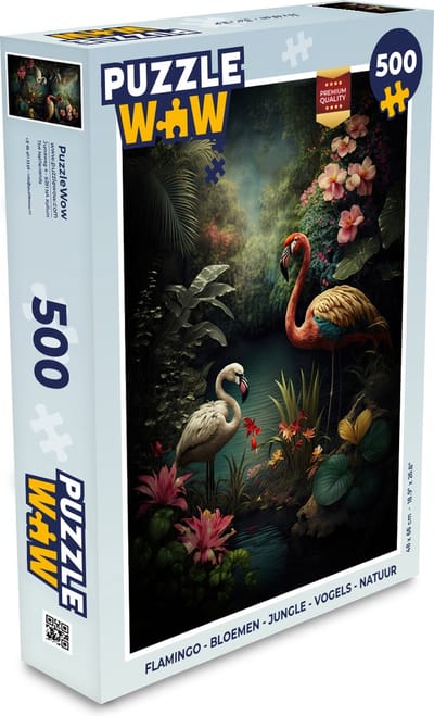 Puzzel Flamingo - Bloemen - Jungle - Vogels - Natuur - Legpuzzel - Puzzel 500 stukjes