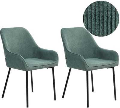 LOVERNA - Eetkamerstoel set van 2 - Groen - Corduroy