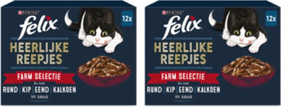 2x Felix - Heerlijke Reepjes Farm Selectie in Saus - Kattenvoer - 12x80g