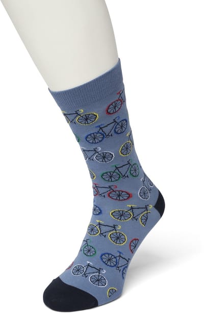 Bonnie Doon Dames Sokken met Fiets Print maat 36/42 Blauw - Thema Sokken - Fietsen - Cadeau Sokken - Word je Happy en vrolijk van - Zacht Katoen met Gladde Teennaad - Comfortabel - Perfect Cadeau - Coronet Blue - BT991103.187