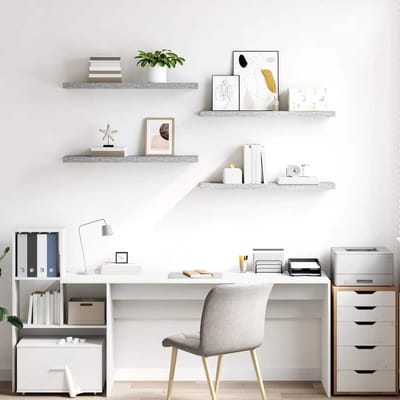 vidaXL - Wandschappen - zwevend - 4 - st - 90x23,5x3,8 - cm - MDF - betongrijs