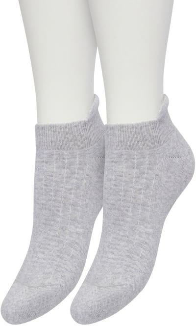 Bonnie Doon Sneaker Sokken Deluxe Dames Licht Grijs maat 36/42 - 2 paar - Badstof Binnenzool - Gladde teennaad - Comfortabele Elastische Bovenzijde - Zacht Hiel Kussen houdt Vuil tegen - Geschikt voor Sport - Light Grey Heather - OL2214022.107