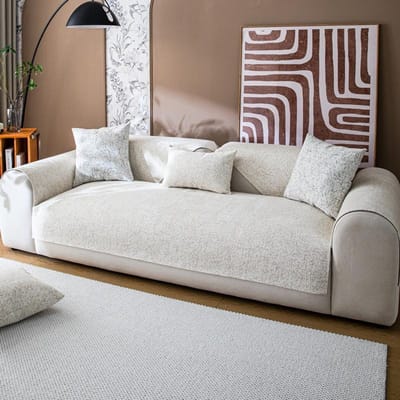 Chenille Sofakussen, Universeel voor alle seizoenen, Antislip, Franse Mid-century Stijl, Eenvoudig Rechte Rij Zitkussen, Bekledingsdoek, Bankovertrek, Handdoek 70*70cm