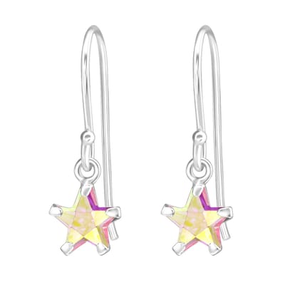 Amanto Oorbellen Caelis Pink AB - 925 Zilver E-Coating - Ster - 6x25mm
