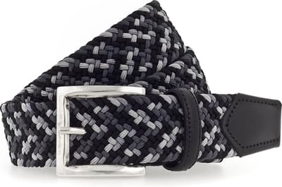 b.belt Riem Luca Stretch Belt W80 Black - Light Grey Zwart Veelkleurig