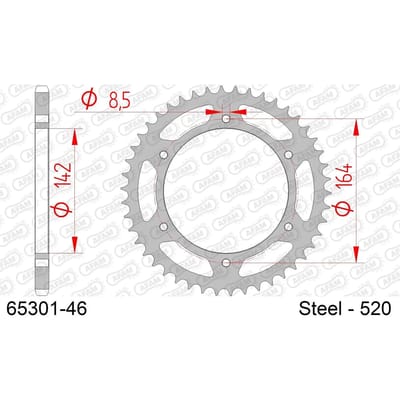 Stalen motortandwiel achteraan Afam 520 46 dents