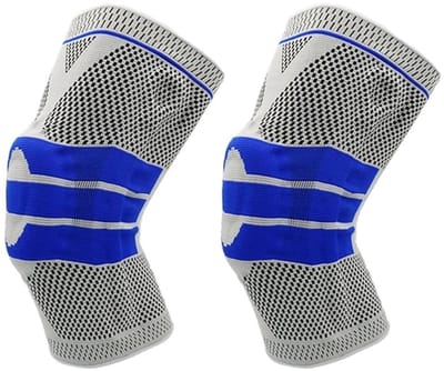 Kniebeschermers Sport - Sport Kniebandages - Actieve Beweging - Intelligent Stretchdesign - 2 Stuks - Grijs