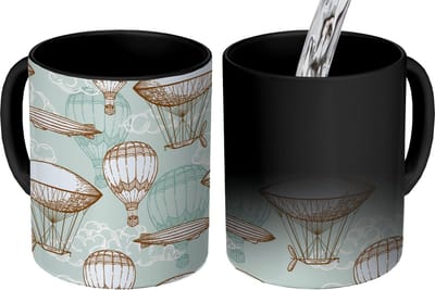 Magische Mok - Foto op Warmte Mokken - Koffiemok - Vintage - Luchtballon - Kinderen - Patronen - Magic Mok - Beker - 350 ML - Theemok