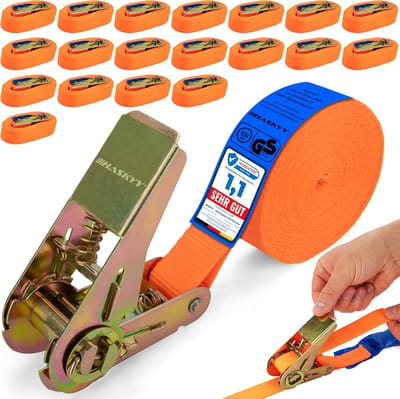 Set Spanbanden met Ratel 5 Meter Sterke Bevestigingsriemen Oranje