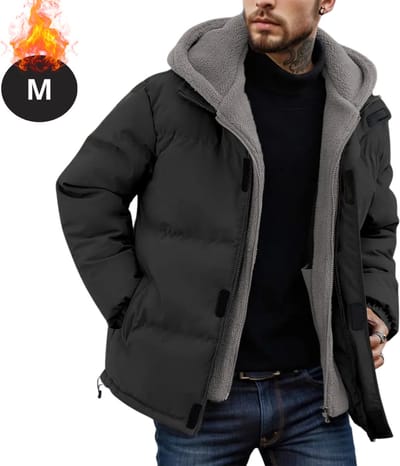 Livano Winterjas - Parka - Heren - Winter - Fleecejas - Volwassen - Stijlvol - Met Capuchon - Zwart - M