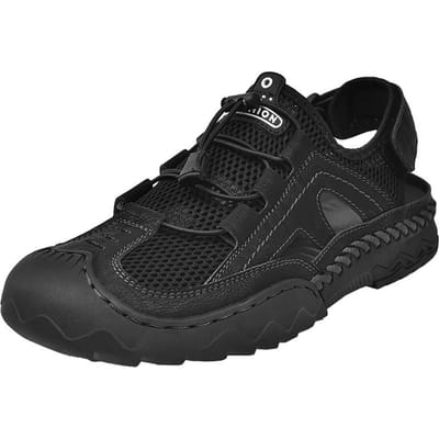 Nieuwe Heren Sandalen Zomer Ademend Mesh Sandalen Heren Buiten Casual Lichtgewicht Strand Sandalen Mode Heren Schoenen Grote Maat 38-46 46 black