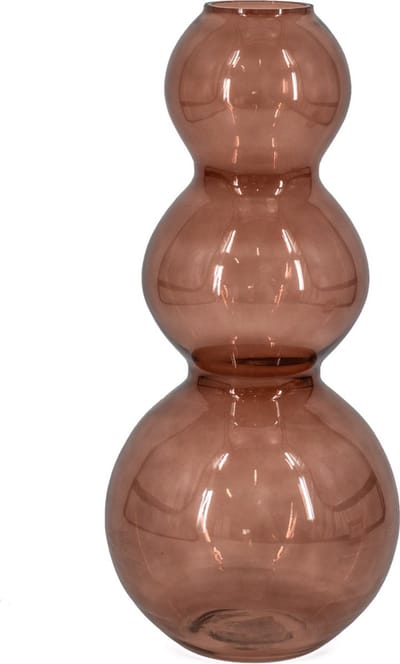 HomeBound by KY | Glazen vaas bubble roze | 46,5x21x21cm | glazen bloemenvaas roze bolvormen