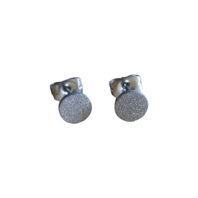 Aramat Jewels | Oorbellen | RVS Ronde Zweerknopjes Oorbellen 6mm - Staal | Zilverkleurig Sandblasted / 6mm | |7mm | Staal | Kinderen, Volwassenen | Verkleurd niet
