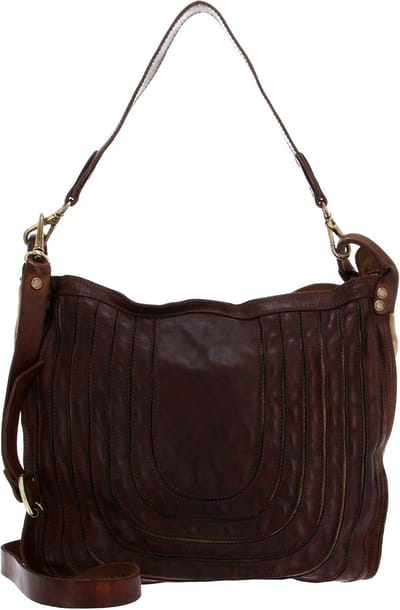 CATERINA LUCCHI Leren Shopper Schoudertas Stripes Tapiro Shoulder Bag Cognac Bruine
