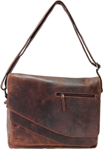 GreenLand Nature Leren Business tas Schoudertas Montana Messenger Bag A4 Brown Bruine